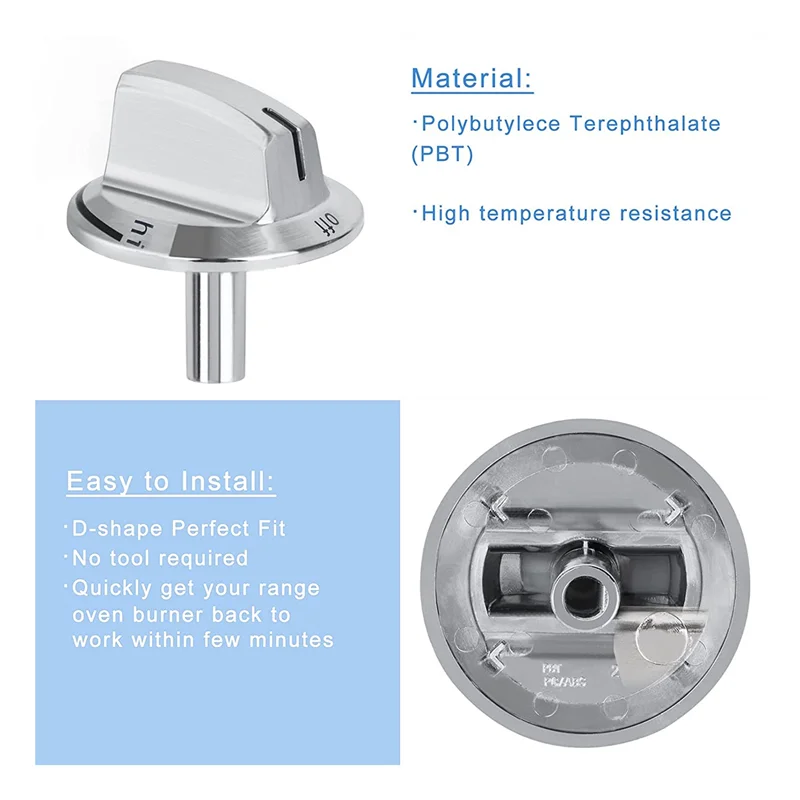 5er-Pack Upgrade 5304525746   Ersatz für Herdknöpfe mit langem Stiel, kompatibel mit Frigidaire-Gasherd-Ofenknöpfen