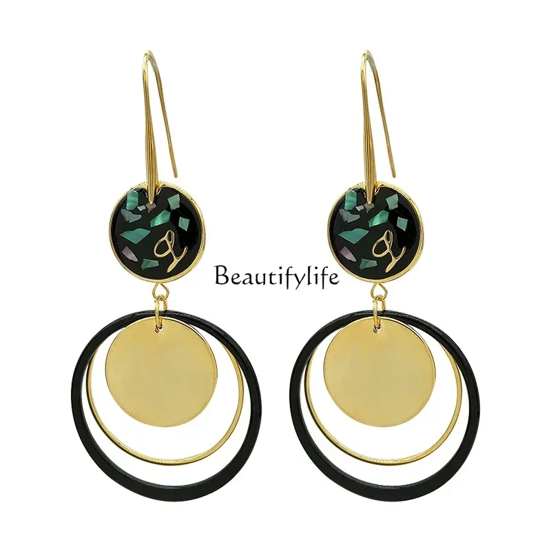 

Circle hollow out long earrings, fashionable earrings with a simple and high-end temperament