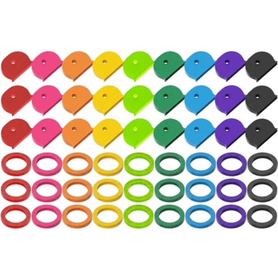 

54PCS Key Caps Covers Tags, Plastic Key Color Identifiers for Standard Flat House Keys Not Suitable for Odd-Shaped Keys,Key Cod