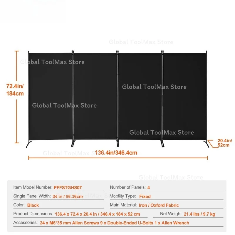 SuceBuy 3/4/6 Panel Room Divider Folding Privacy Screen and Portable Freestanding Room Partition for Office Bedroom Study Hotel