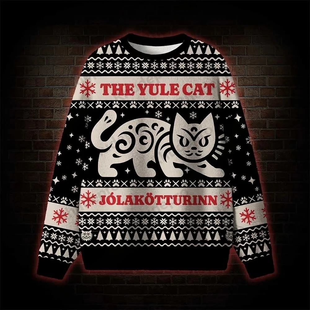 The Yule Cat Jolakotturinn Ungly Sweatshirts  Unisex  2027 New Arrival  Stylish Sweaters  Autumn/Winter Style  Men's Clothing