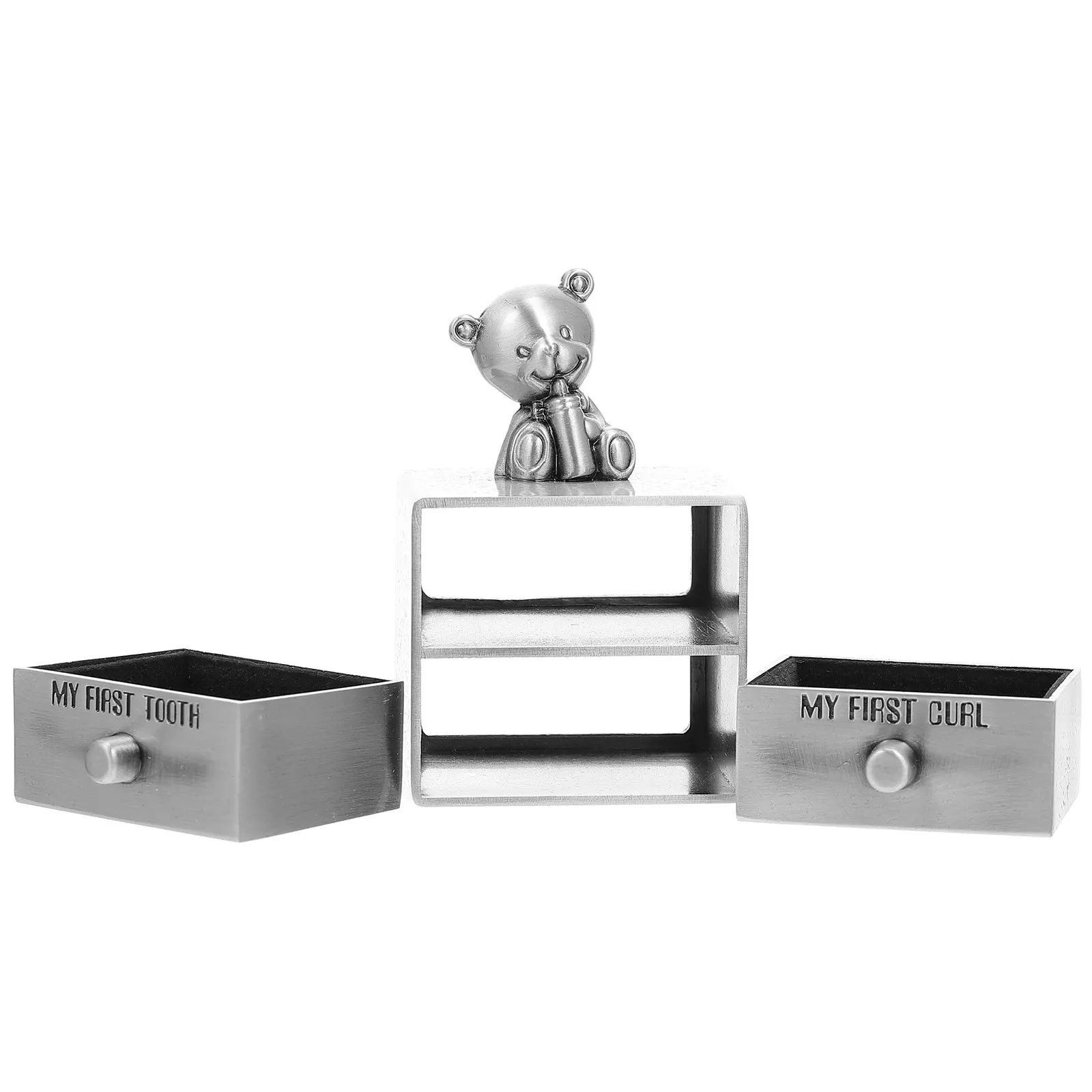 

Deciduous Teeth Collection Box Baby Tooth Holder Metal Silver Zinc Alloy Keepsake Infant Hair Storage Practical Portable