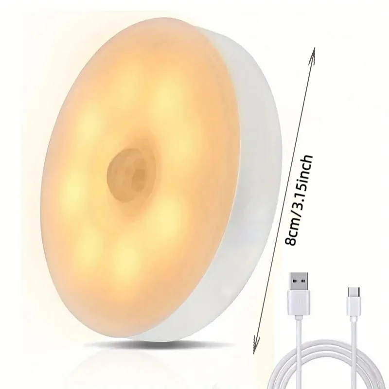 4 Stück Bewegungssensor LED-Nachtlicht USB-Aufladbare Nachtlampe für Küchenschrank, Garderobe, Treppe, Kabellose Schrankbeleuchtung – Detail 8