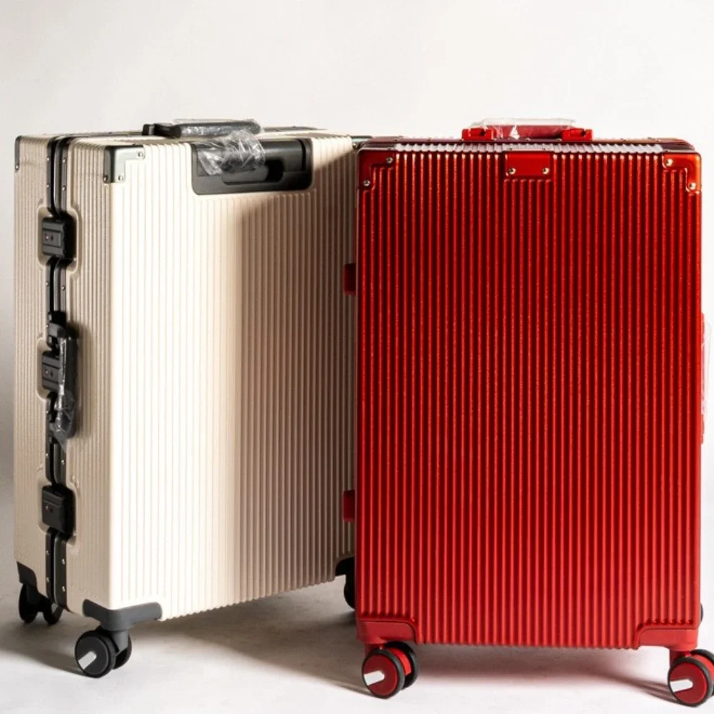 Aluminum Frame Luggage Suitcase Trolley Case Universal Wheels Large Capacity Travel Case 20 22 24 26 Inch Boarding Case Trunk