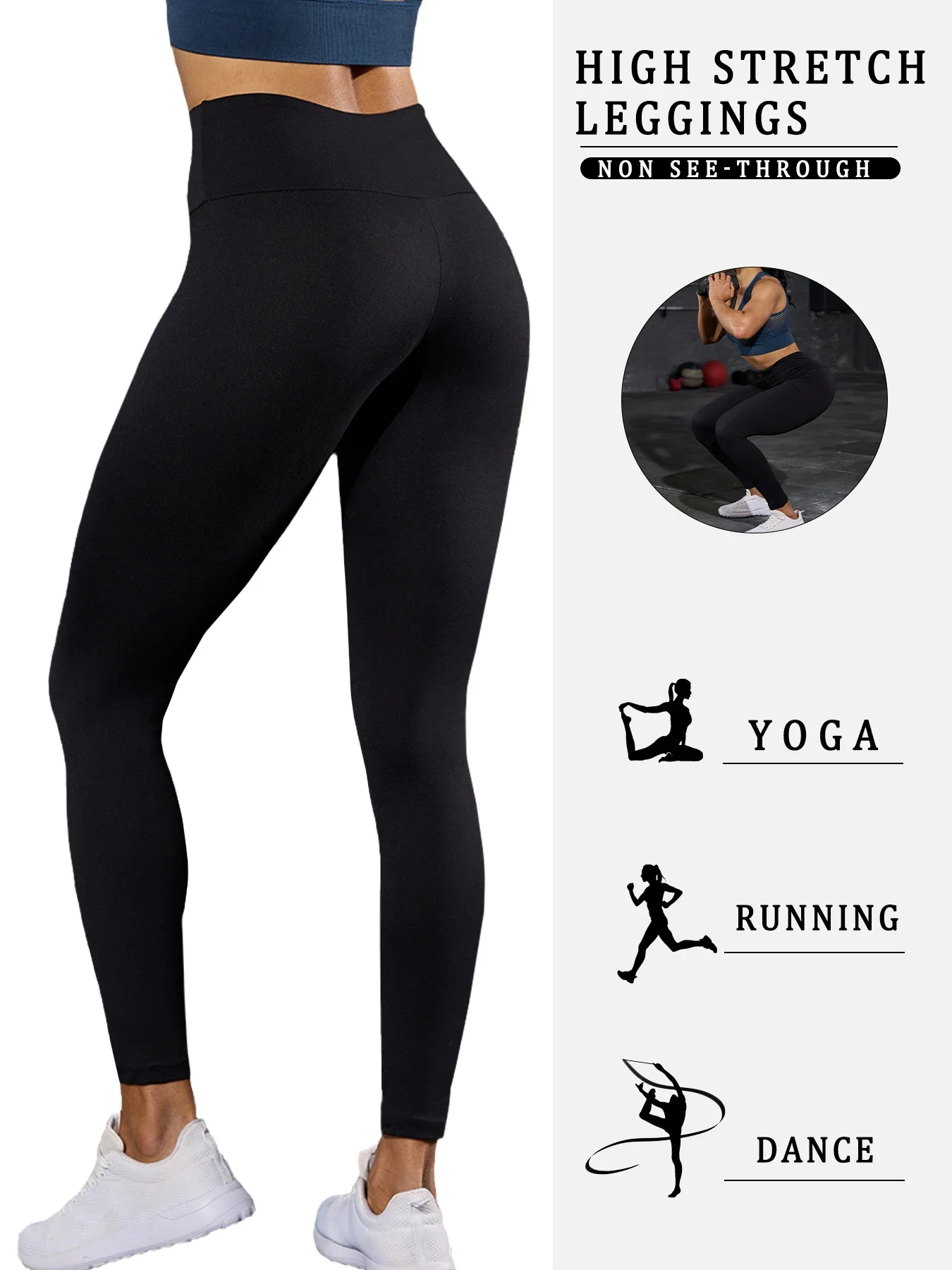 Confezione da 5 leggings da donna super morbidi a vita alta per il controllo della pancia, non trasparenti, per allenamento, yoga, corsa, atletica, push up, palestra, fitness