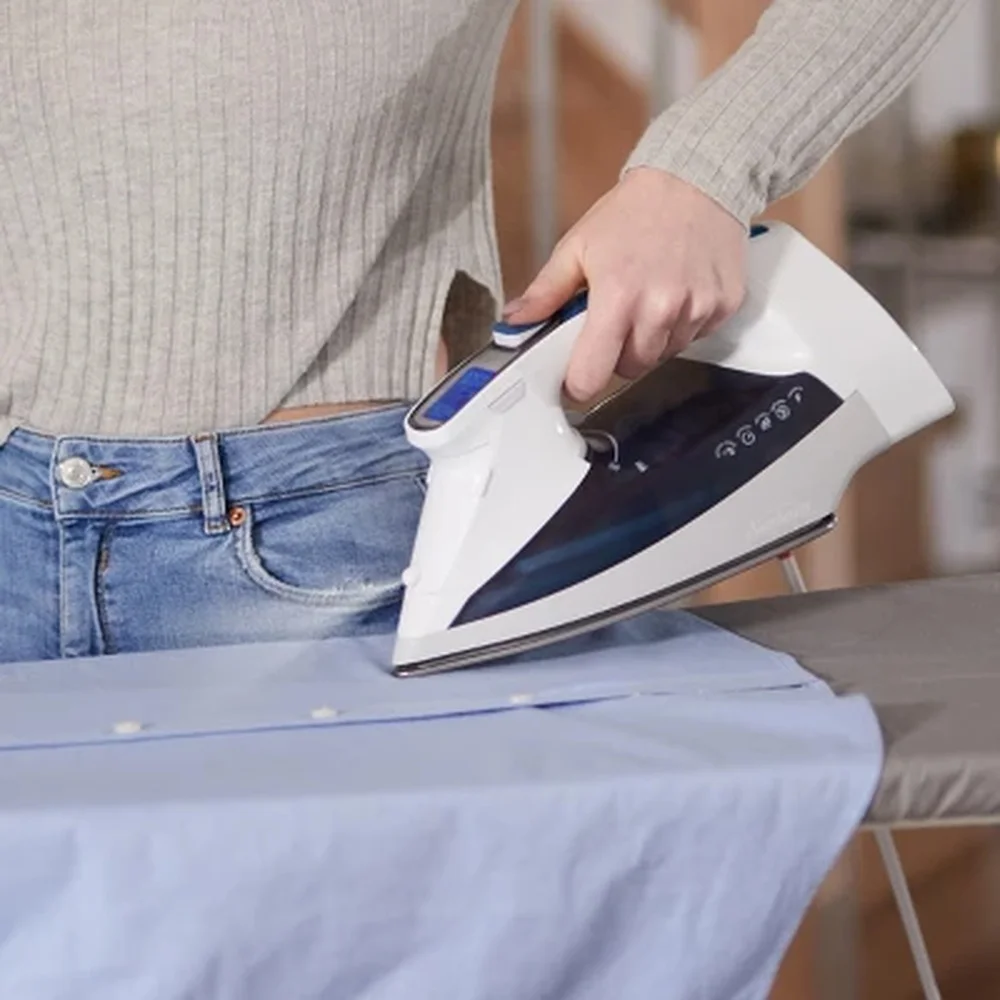 مكواة بخار رقمية 1700 وات مع سلك قابل للسحب وإيقاف تلقائي للتنظيف الذاتي ومضادة للتكلس ومضادة للتنقيط 11 إعدادات لدرجة الحرارة من السيراميك