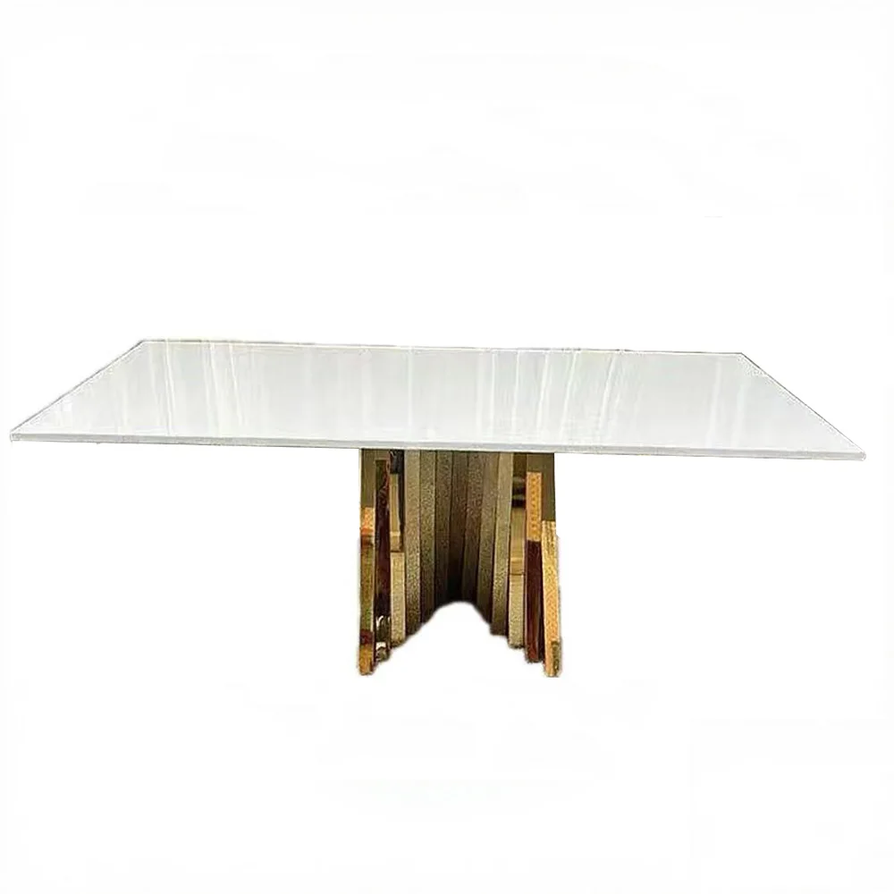 

Modern Gold Mirror Glass Top Party Table FSDKX Stainless Steel Banquet Table for Outdoor Indoor Use