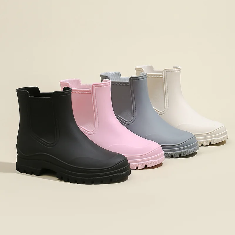 

Fashionable Chelsea Short Rain Boots Women's Versatile Boots Anti-slip Water Boots Adult Slip-On Shoes EVA Material