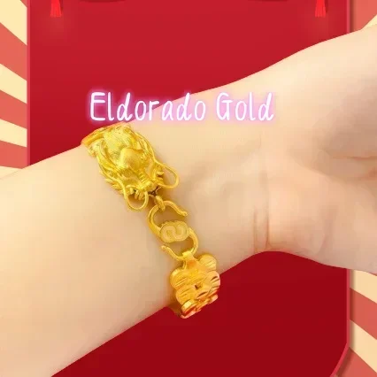 

Золотой браслет Eldorado 2025: подарок для влюбленных, бутик-коллекция, золото 9999 пробы, в виде дракона, в стиле старинной золотой цепи для часов, модная мужская цепочка на запястье, 24K золото