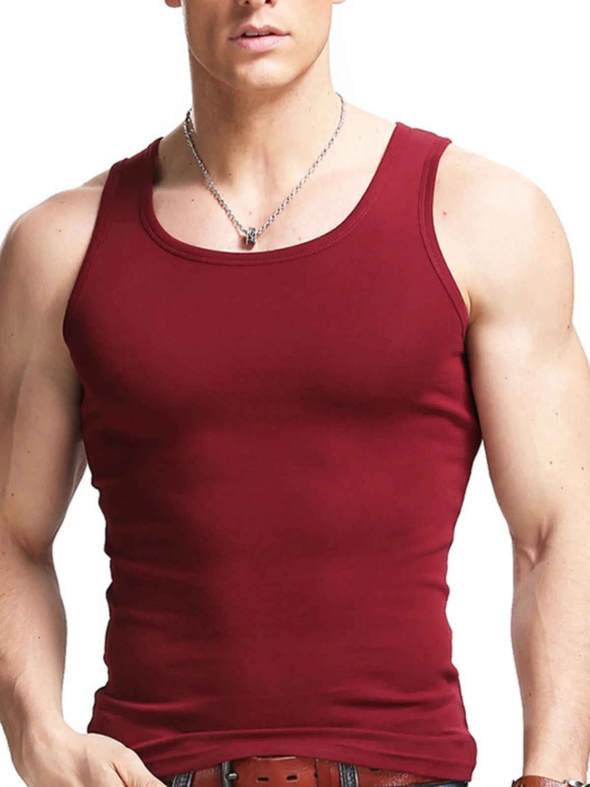 

Pure Cotton Svel Vest Top for Men Summer Thin Fitn Base Layer T-irt Large Size round Ne Sweat Vest White Color