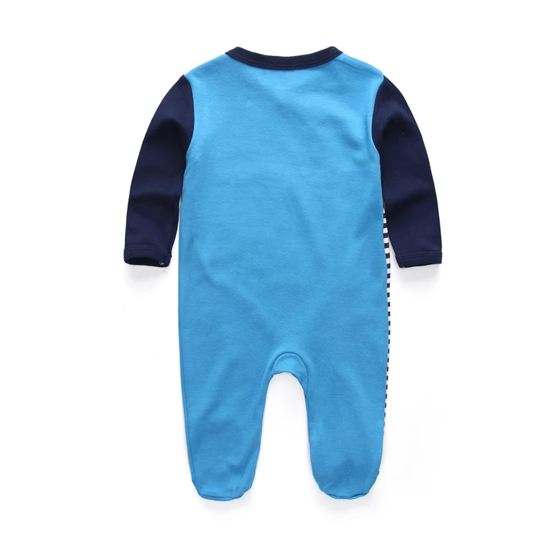 Kiddiezoom Fashion Classic Blue Lion Print long Sleeve Causal Baby Boy Girl Rompers Soft 100%Cotton Newborn Jumpsuits Clothing