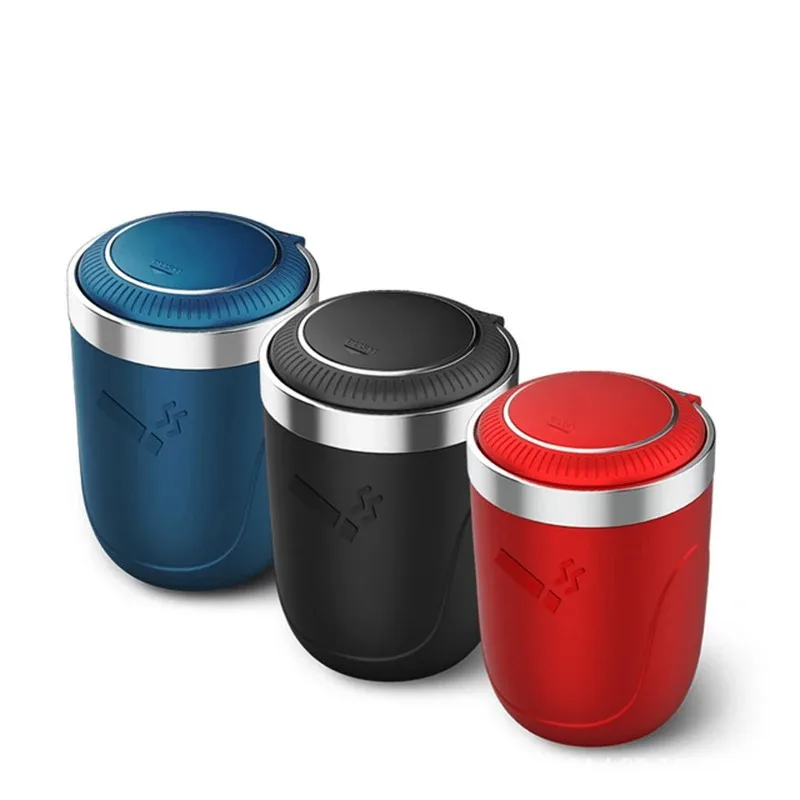 Push Type Multifunctional Car Ashtray Creative Auto Interior Decor, Available in Red Black Blue