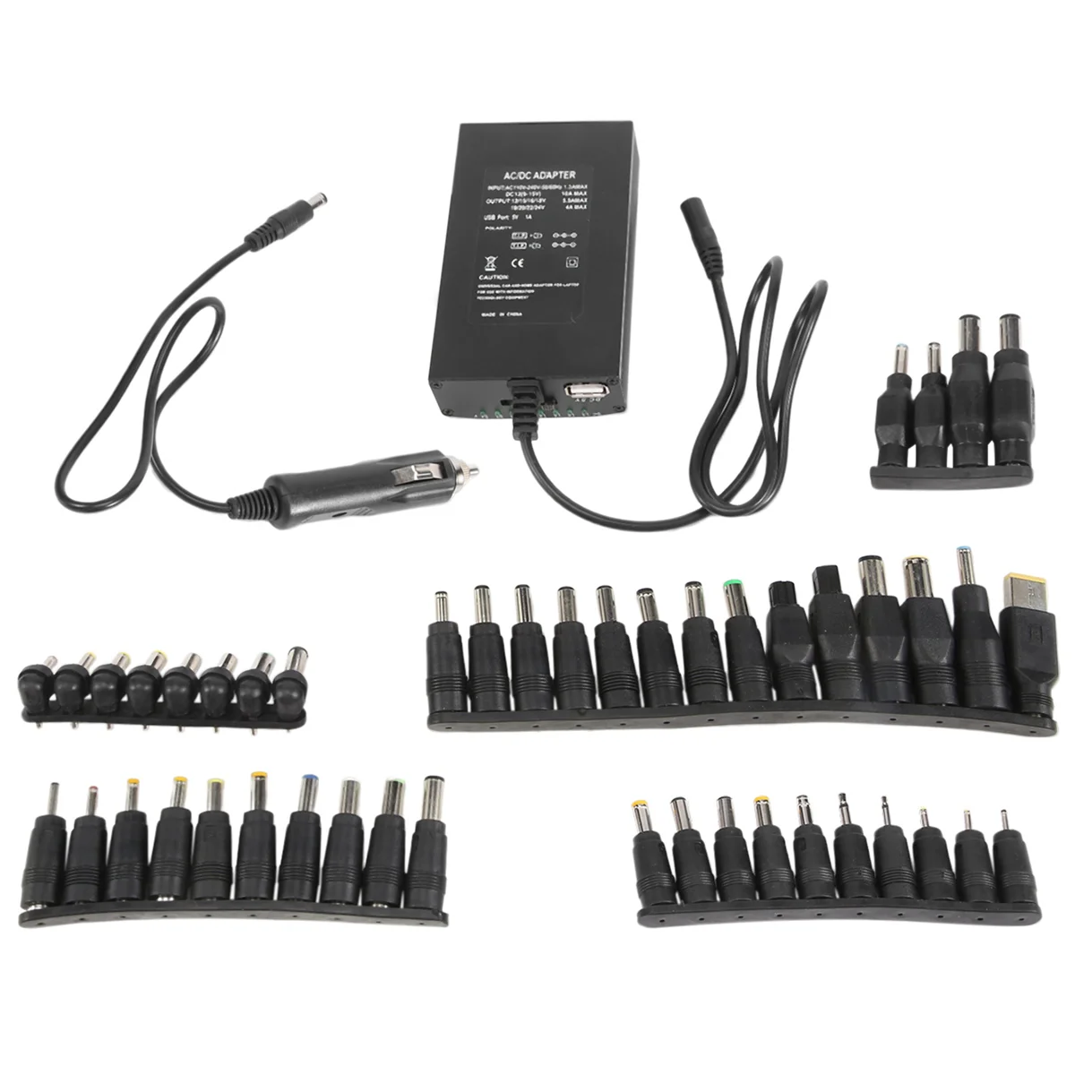 SLQZT Universal 12V-24V AC Power Adapter Adjustable Car Home Charger USB12V Power Supply 100W 5A Laptop with 38Pcs DC Connector