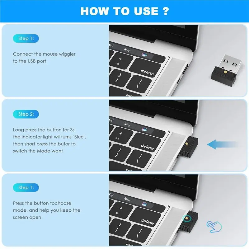 Delicate Texture-6X USB Mouse Jiggler, Automatic Computer Mouse Mover Jiggler, Keeps Computer Awake,Simulate Mouse Movement