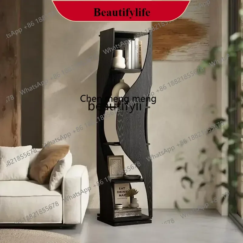 G153 57 Rotating bookcase 360 degree bookshelf floor creative modern simple light luxury office living room Nordic storage cabin