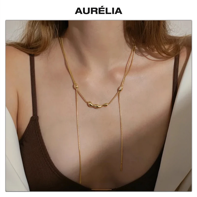 

Fashion Brass Plated 18K Gold Silver Necklace Woman Europe America Exquisite Minimalist Jewelry