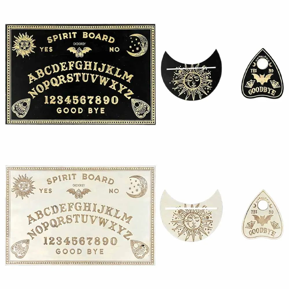 

12 Inch Wooden Ouija Board Decorative Boards Display Mat & Stand, Engraved Witchcraft Board for Meditation & Wiccan Altar Decor