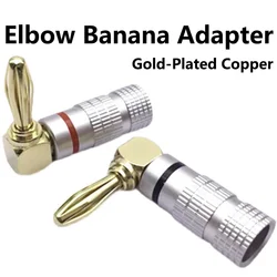 10PCS 90 ° Elbow Banana Connector Right  Angle 4mm Banana Plug For Video 24K Gold Plated Speaker Copper Adapter