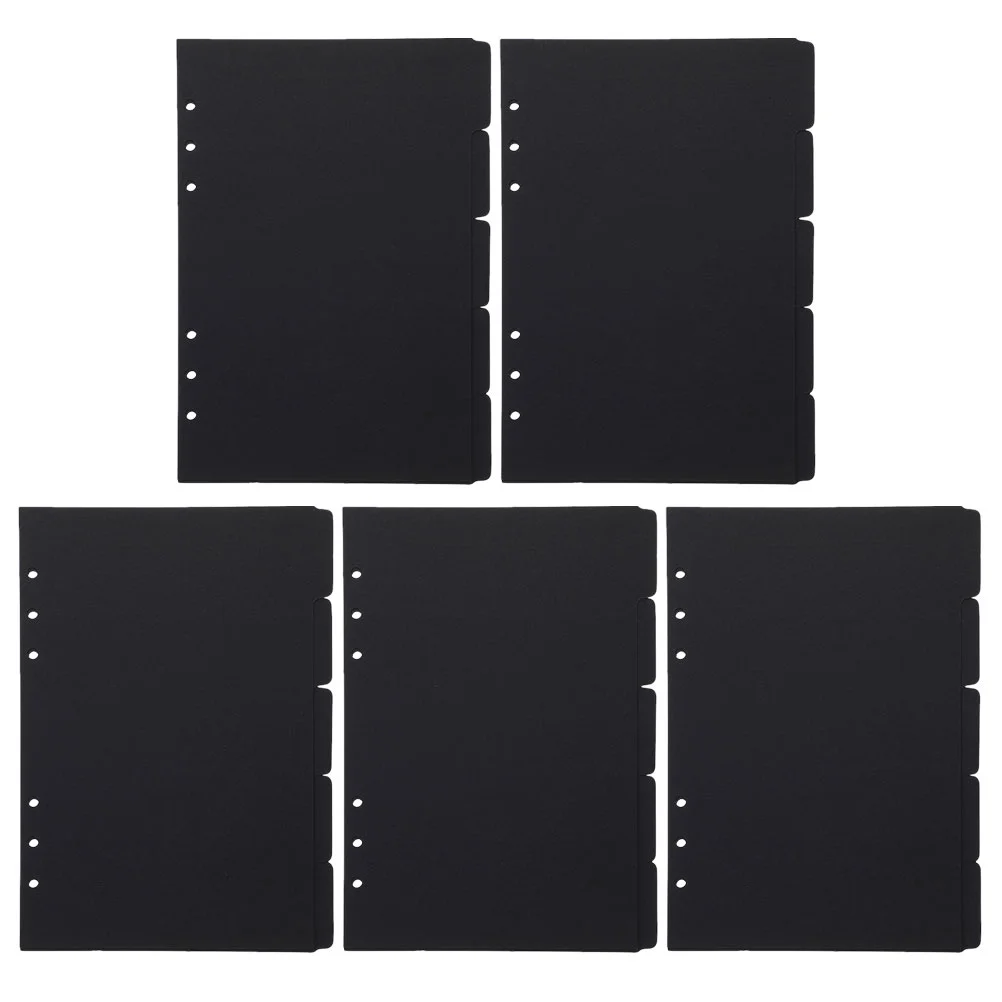 

5 Pcs Binder Clips A5 Separator Page Paper Dividers Loose Leaf Notepad Tabs 6 Ring Black