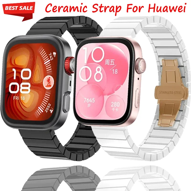 

Керамический ремешок для Huawei Watch Fit 4/3, металлическая пряжка-бабочка, удобный браслет для Huawei Watch Fit 4 pro, аксессуары Correa