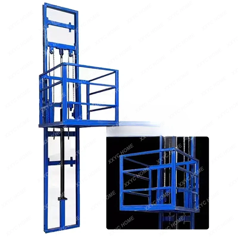 A Home Elevator 3M Load 500KG Hydraulic Freight Elevator Simple Factory Small Warehouse Guide Rail Lifting Platform Electric