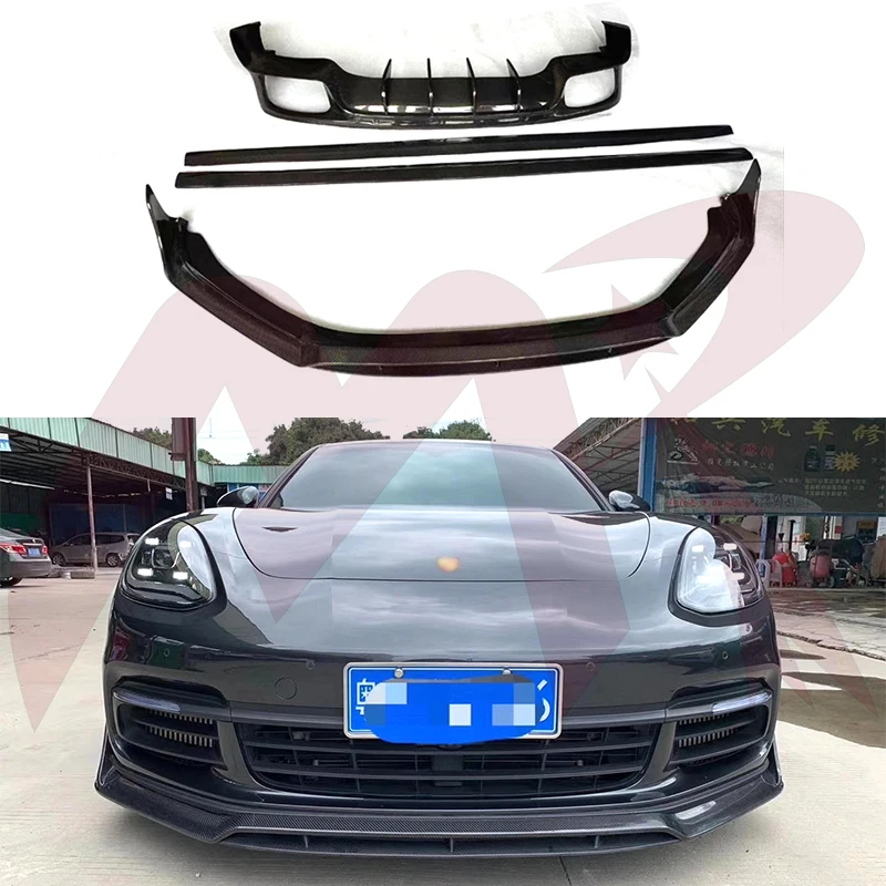 For Porsche Panamera 971 2017+ High Quality Real Carbon Fiber Front Lip Rear Diffuser Bumper Side Skirt Spoiler Body Kit