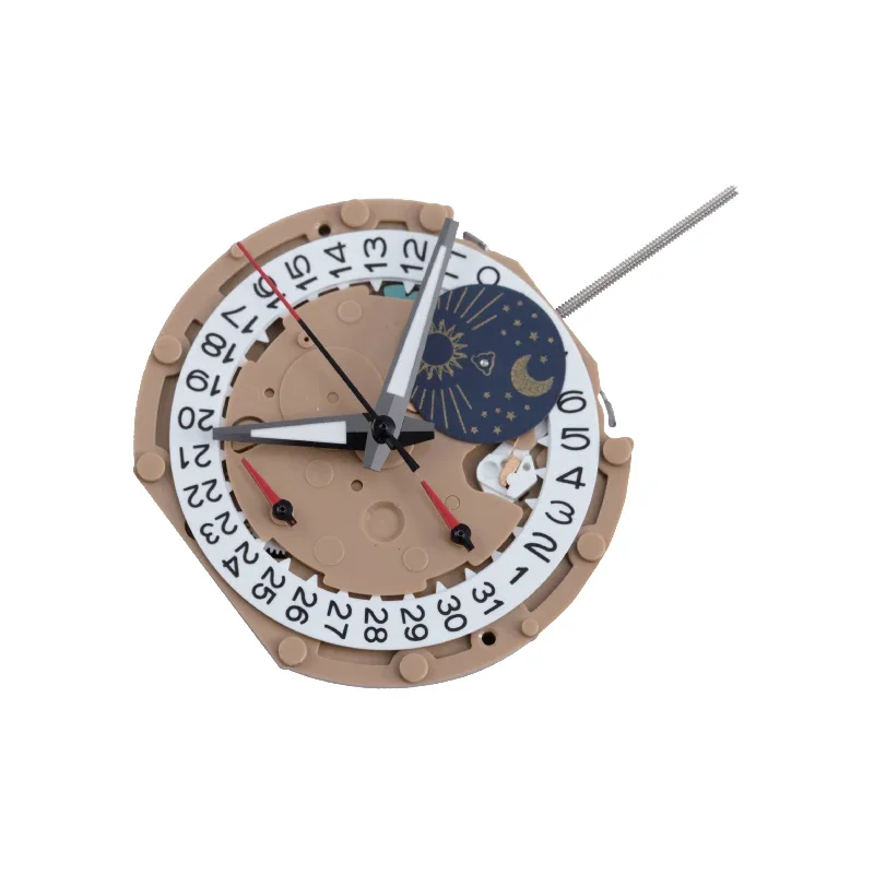 Movimento dell'orologio al quarzo Sunon PE605 con scansione del secondo cronometro centrale, secondo cronometro, data min, visualizzazione del sole e della luna per orologiai