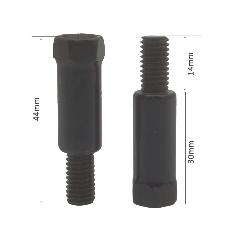 1 Paar längere schwarz-silberne Motorrad-Rückspiegeladapter M8 8mm, Rechts- und Linksgewinde, Wechselschraube – Detail 2