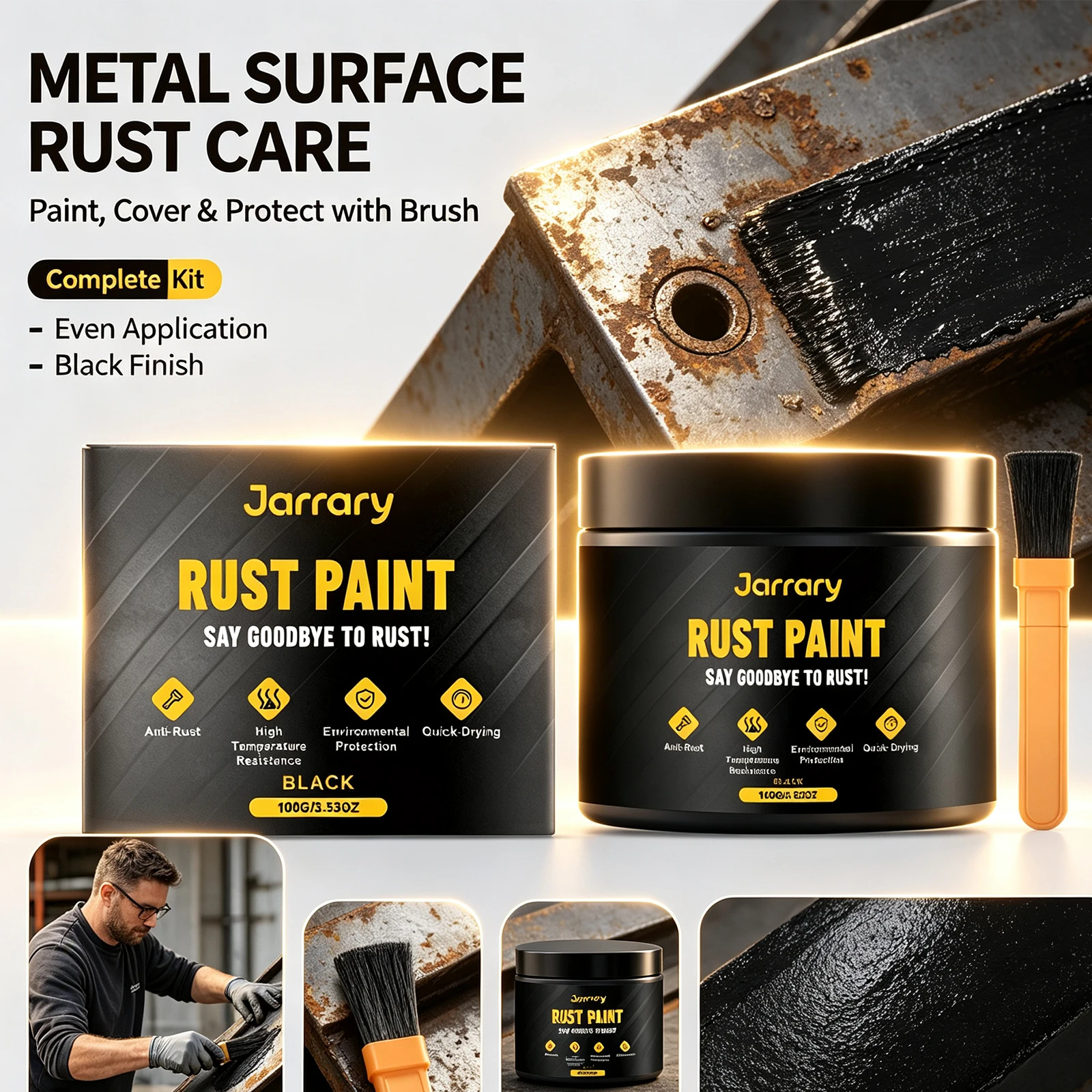 Black Anti Rust Paint Multipurpose Household Metal Protective Paint Waterproof Isolation Layer Maintenance Surface Protection