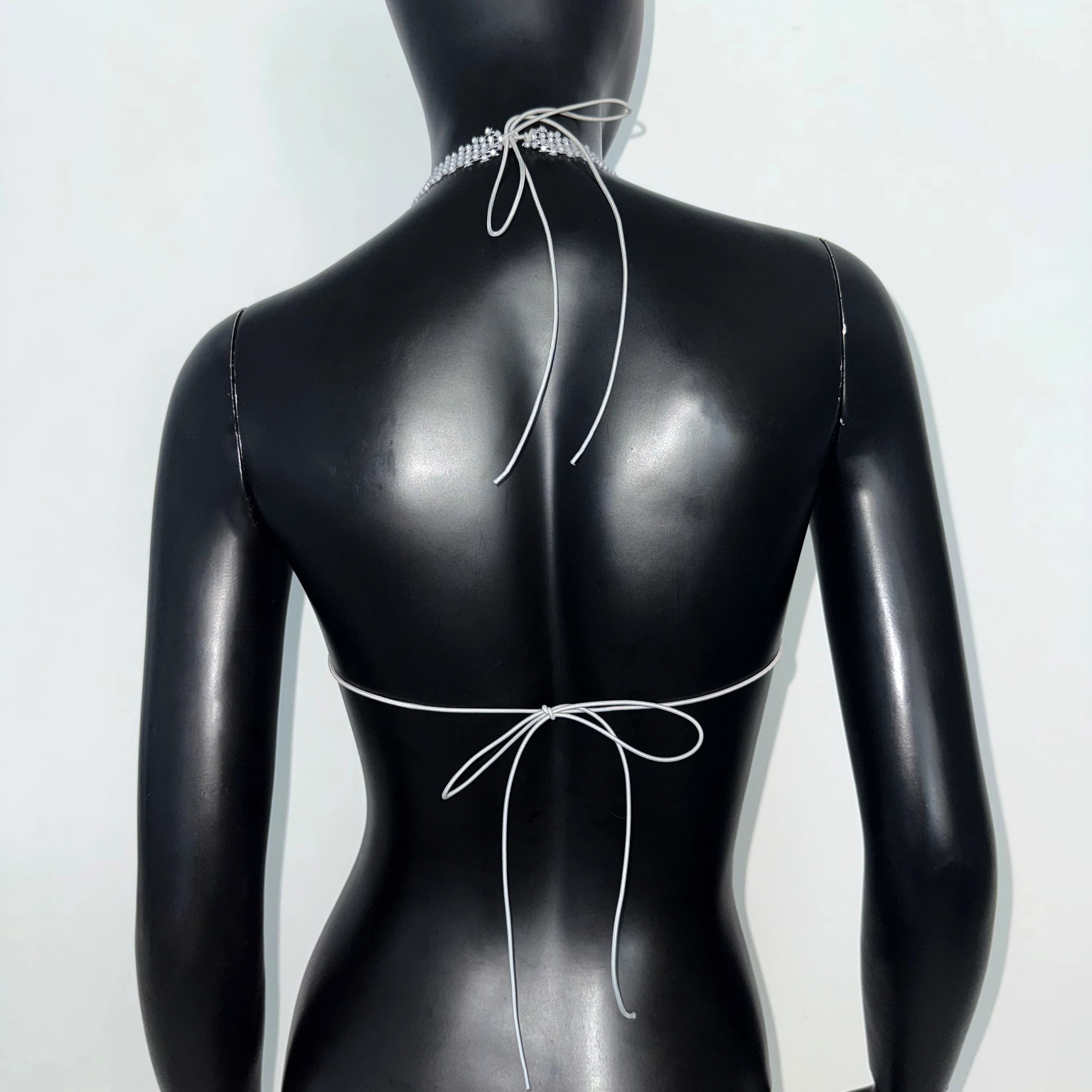 Fashion Women Rhinestone Mesh Camisole Sexy V Neck Hollow See Through Fishnet Star Sequins Decoration Tank Top Festival Crop Top