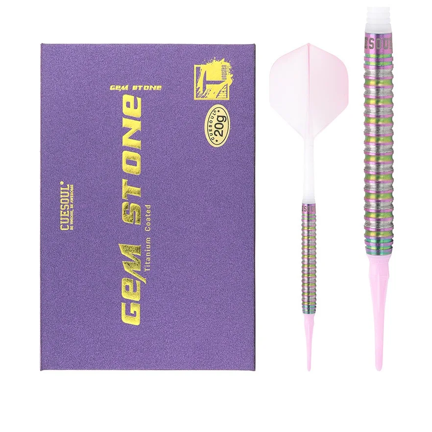 CUESOUL PINK GEM Stone 20 جرام طرف ناعم 90% سهام التنغستن مع موحد مطلي بالتيتانيوم ورحلات الطيران الصديقة المتدرجة اللون