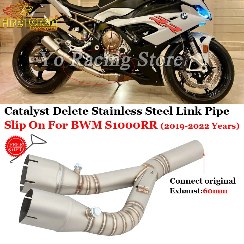 

Moto Exhaust Delete Catalyst Middle Link Pipe Slip On For BMW S1000RR S1000rr 2019 - 2023 S1000R 2021 - 2023 Muffler Escape Tube