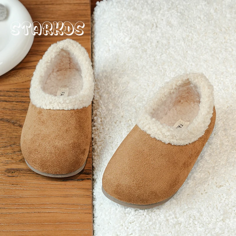 الانزلاق على امبسوول أحذية بوت قصيرة طفل رضيع الشتاء جولة تو الدافئة الفراء كسول المتسكعون طفلة سميكة أفخم رقيق أحذية قطنية في الهواء الطلق #1