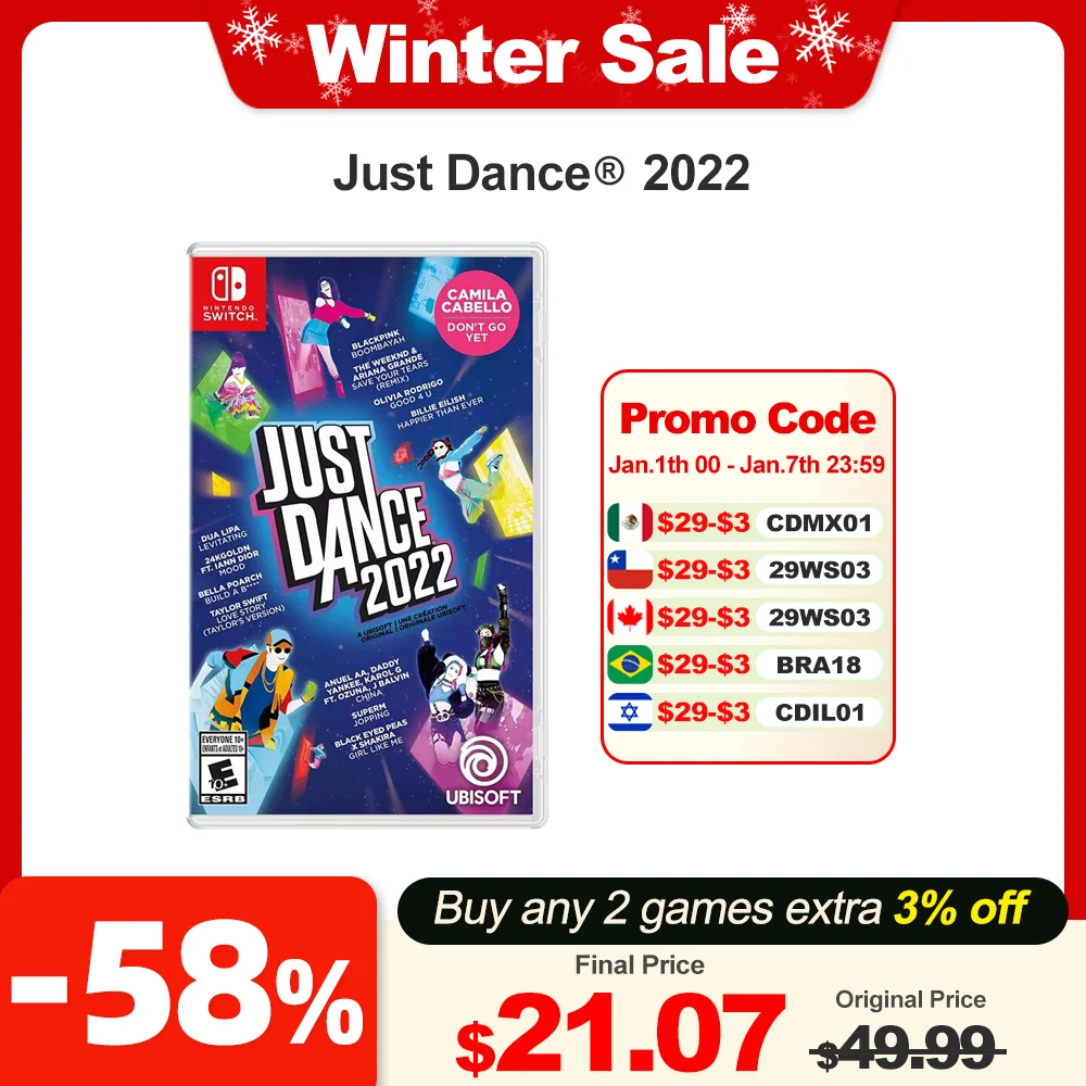 Nintendo Just Dance 2022 Switch Physical Game Card Deals 100% Official Original Music Genre for Switch OLED Lite Game Console