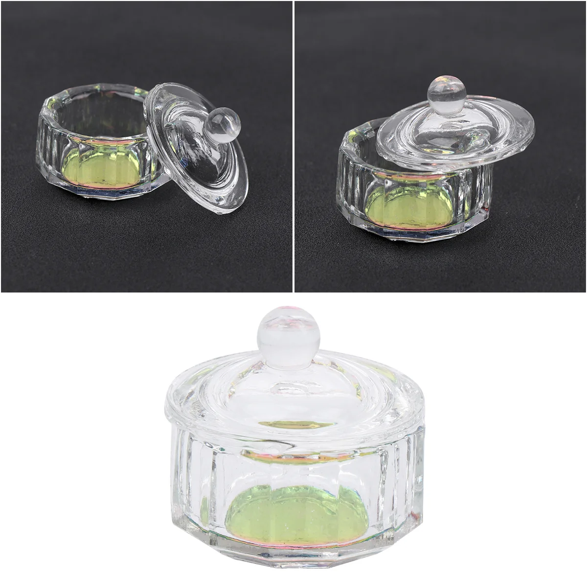Taza de cristal para decoración de uñas, Mini octagonal, tamaño compacto, portátil para mezclar polvo acrílico y vaso de vidrio líquido para uñas, 2 uds.
