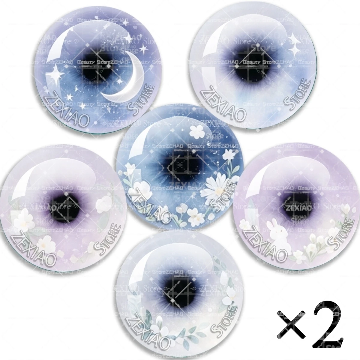 6 Pairs Blyth Doll Eyes Chips BJD Cute Animal Flower Pattern Toy Anime Glass Eyes DIY Jewelry Making Supplies Wholesale MS009