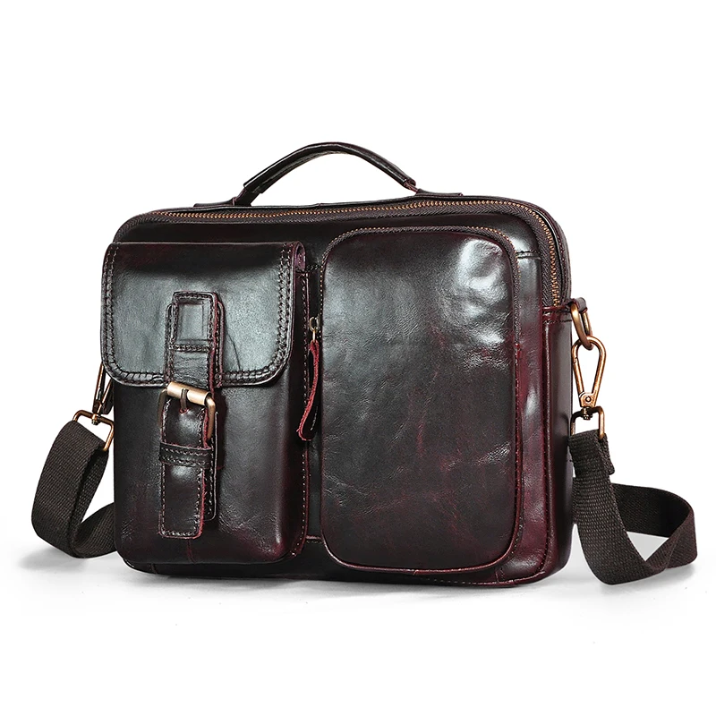 Hot Sale Oil Wax Leather Design Male Shoulder messenger bag For Men Vintage Cross-body Bag 9\