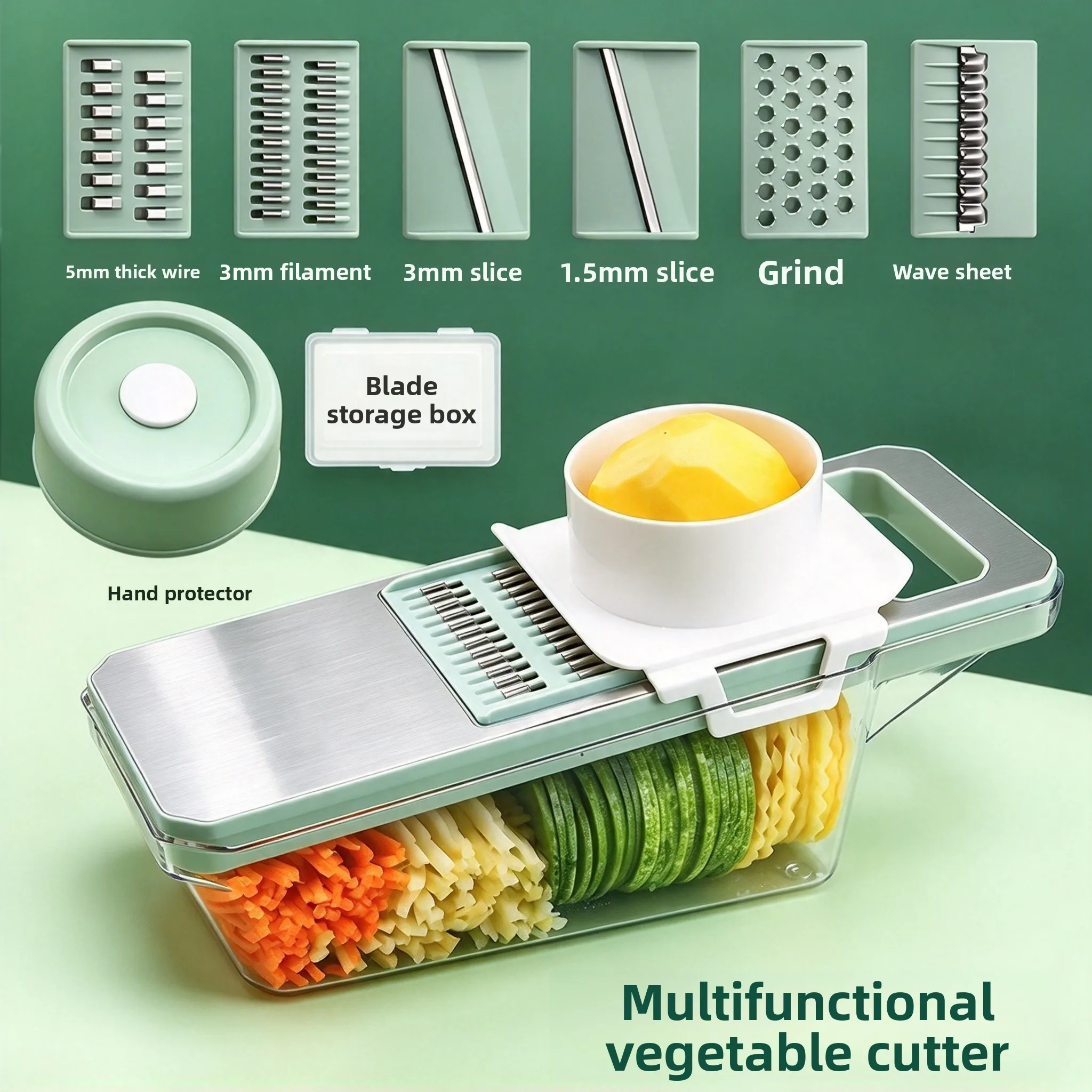 6 in 1 Vegetable Slicer Mandoline Vegetable Slicer with 6 Interchangeable Blades Veggie Slicer Julienne Shredder