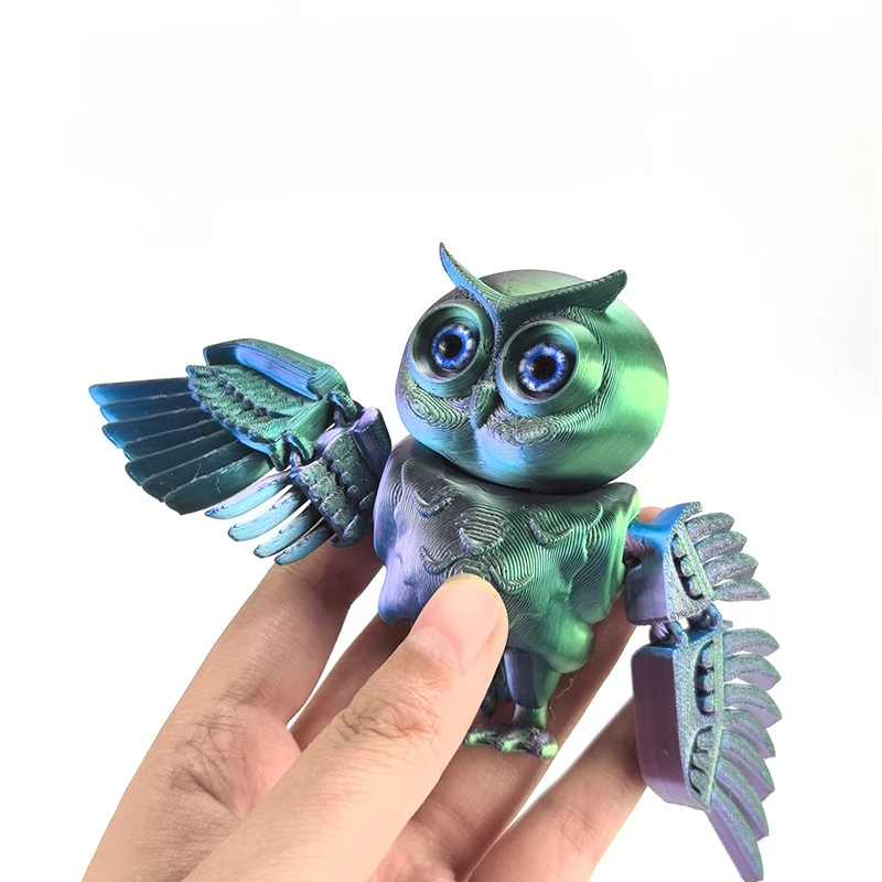 

3D Printed Mini Cute Cat Figure Multi-joint Movable with Glittering Eyes for Room Decoration Accessories Kids Gift