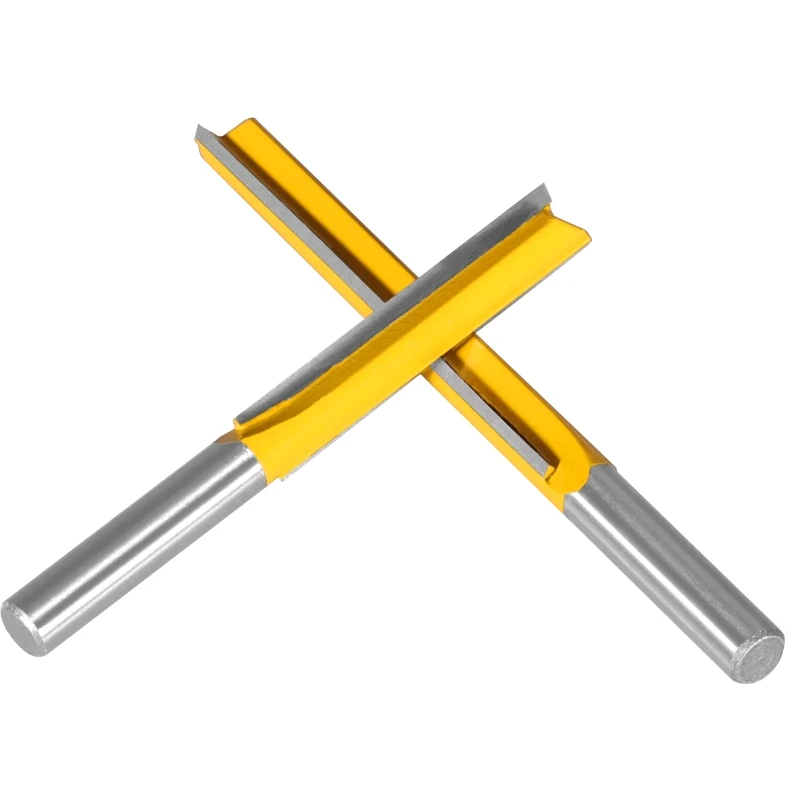 YUSUN 2PCS 8MM Shank  Long Blades  Straight   Router Bit  Woodworing Milling  Cutter For Wood  Cleaning Flush Trim