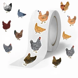 500PCS Chicken Hen Rooster Waterproof Roll Stickers for Water Bottles Bicycle Laptop Refrigerator Luggage Computer