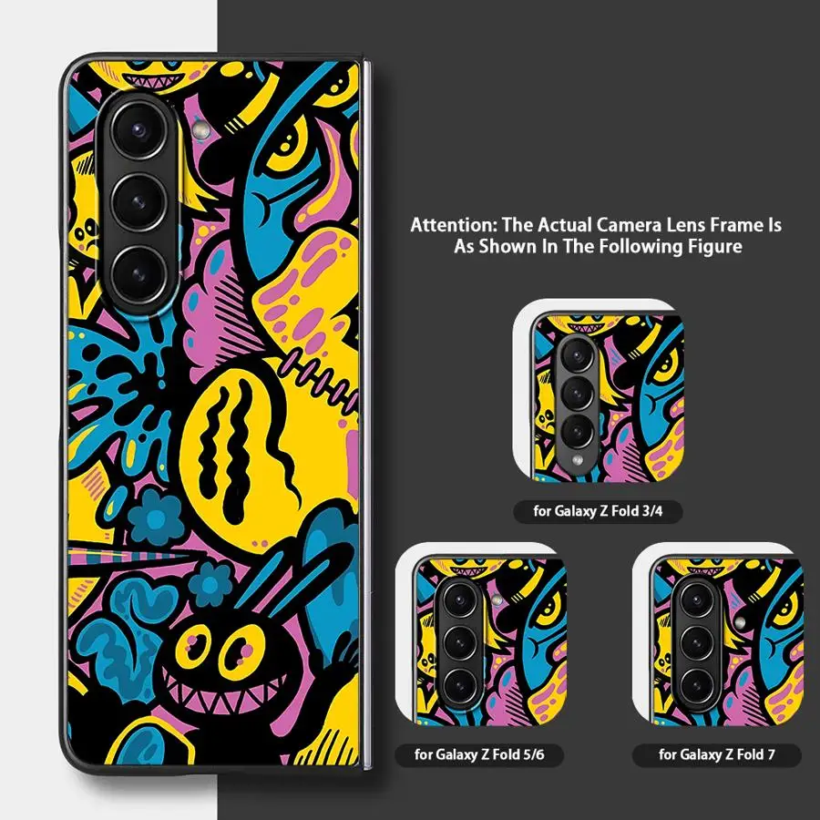 Custodia con design Graffiti Cartoon per Samsung Galaxy ZFold5 ZFold4 ZFold7 ZFold3 Z Fold 7 6 5 4 3 ZFold6 Cover posteriore per telefono