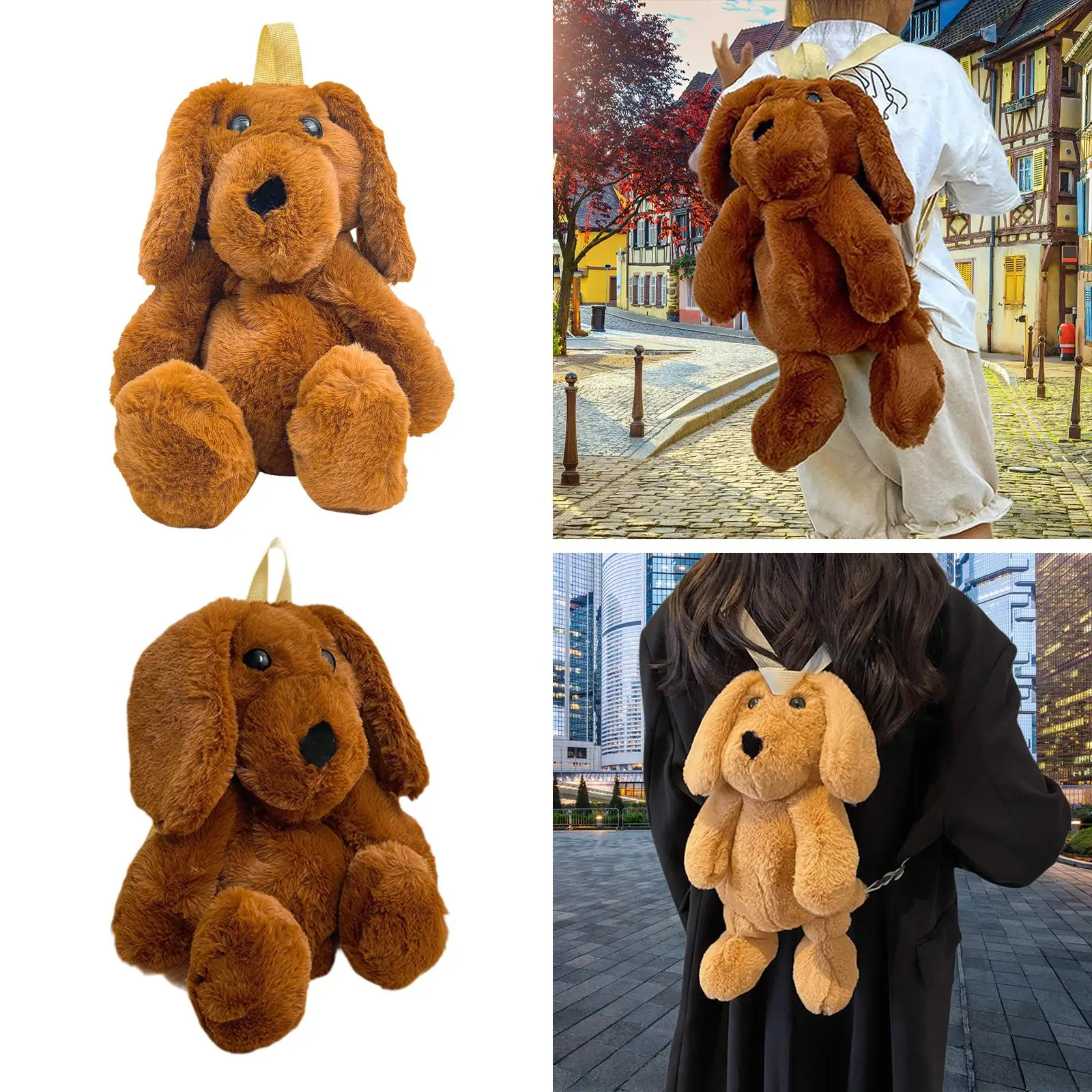 Dog Backpack with Adjustable Straps Stuffed Dog Doll Schoolbag Stuffed Animals Backpack for Shopping Travel Outdoor Kids Adults