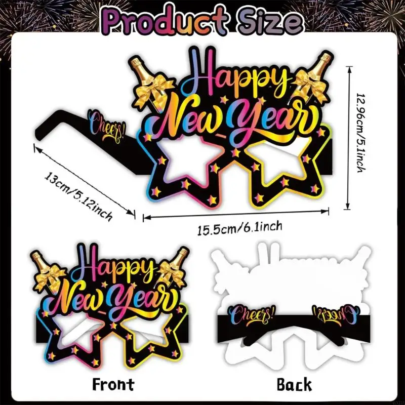 8 Pcs 2026 New Year Themed Paper Glasses Funny Party Props For Adults Festive 6XDA