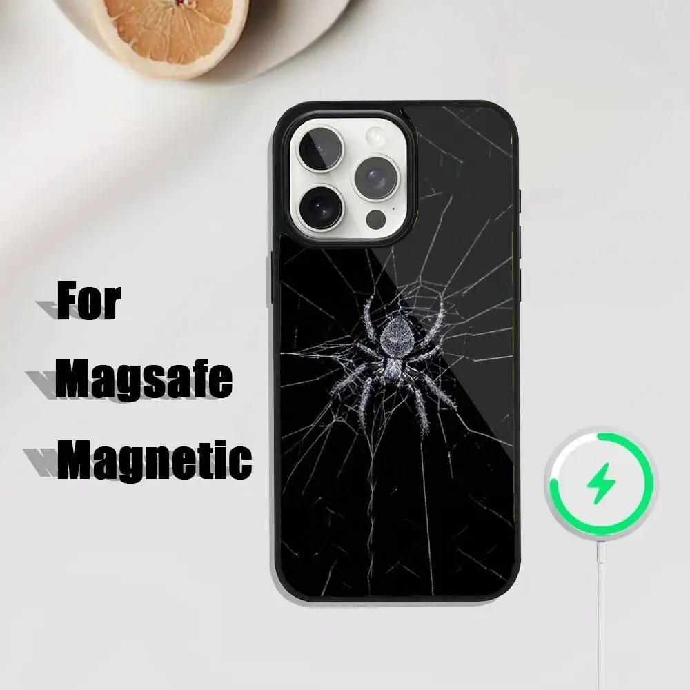 Coque de téléphone Black Widow Spider pour iPhone 17,16,15,14,13,12,11,Pro,Max,Plus,Mini,SE4,E, chargement sans fil magnétique Magsafe