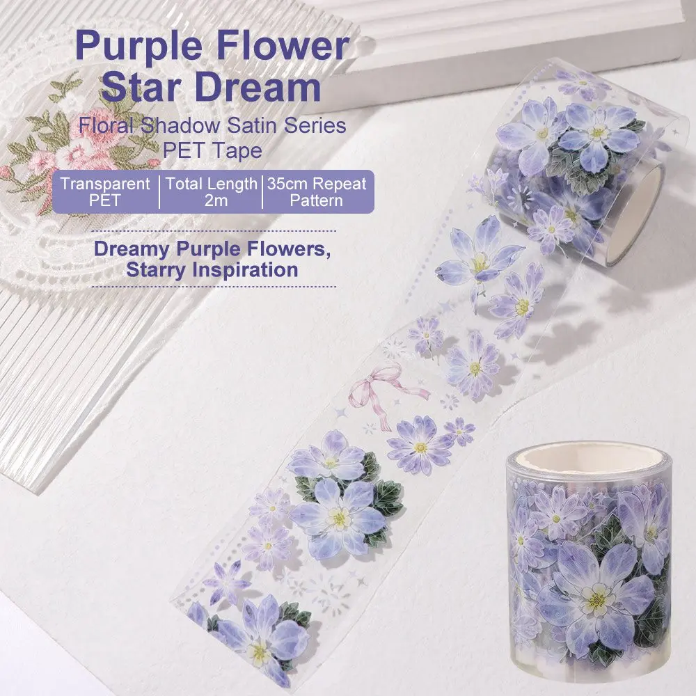 Stationery DIY Flower PET Tape Bow Transparent Washi Tape Butterfly Colorful Decorative Tape Scrapbooking