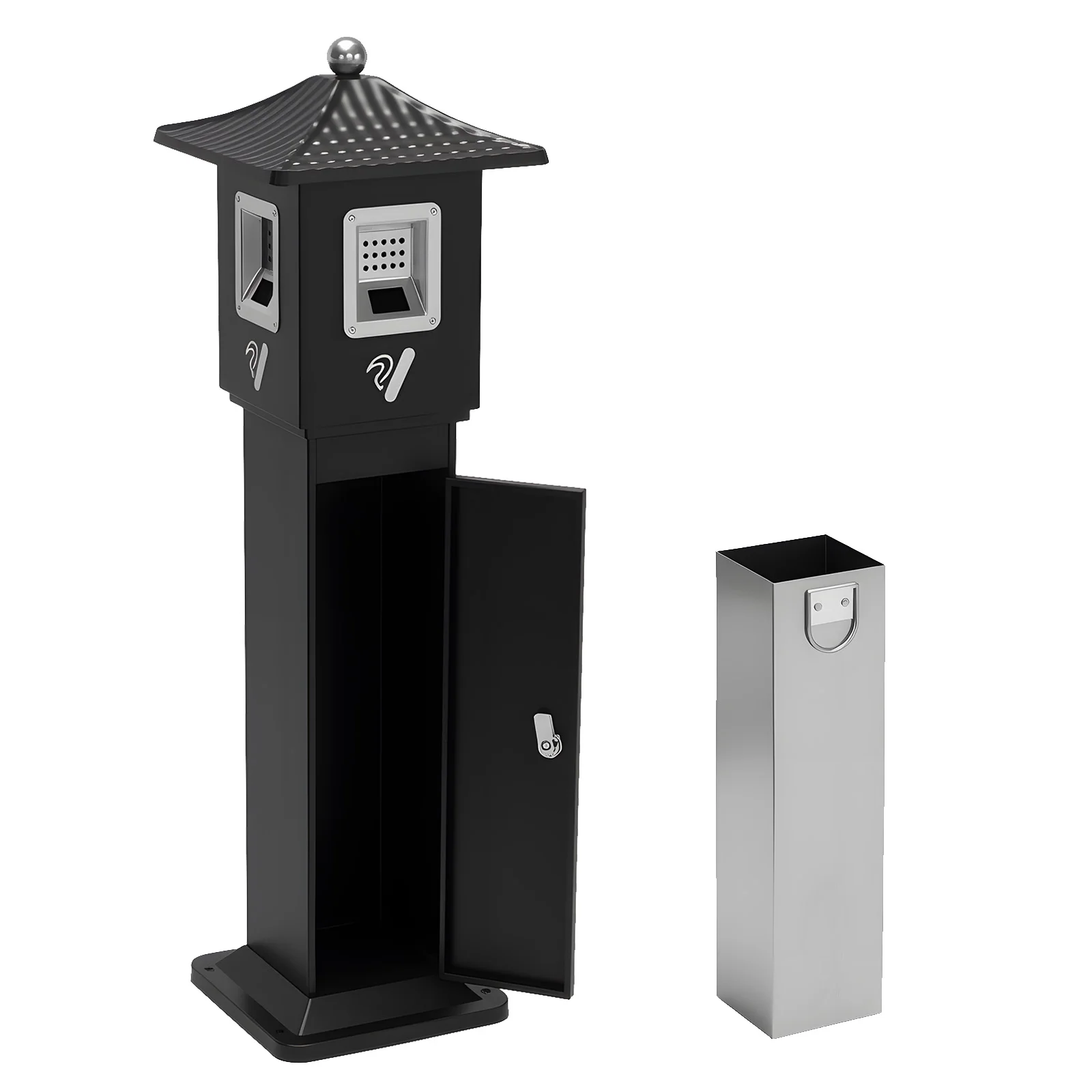 

Standing Cigarette Butt Disposal Corrosion Resistant Commercial Metal Ashtray W/Lock for Office Hotel Patio Backyard Restaurants