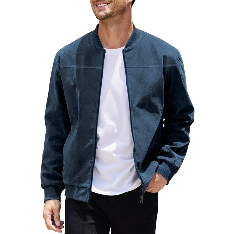 Mens‘ Long Sleeve Jacket Zipper Leisure Solid Color Classical Design Spring Autumn Baseball Jackets