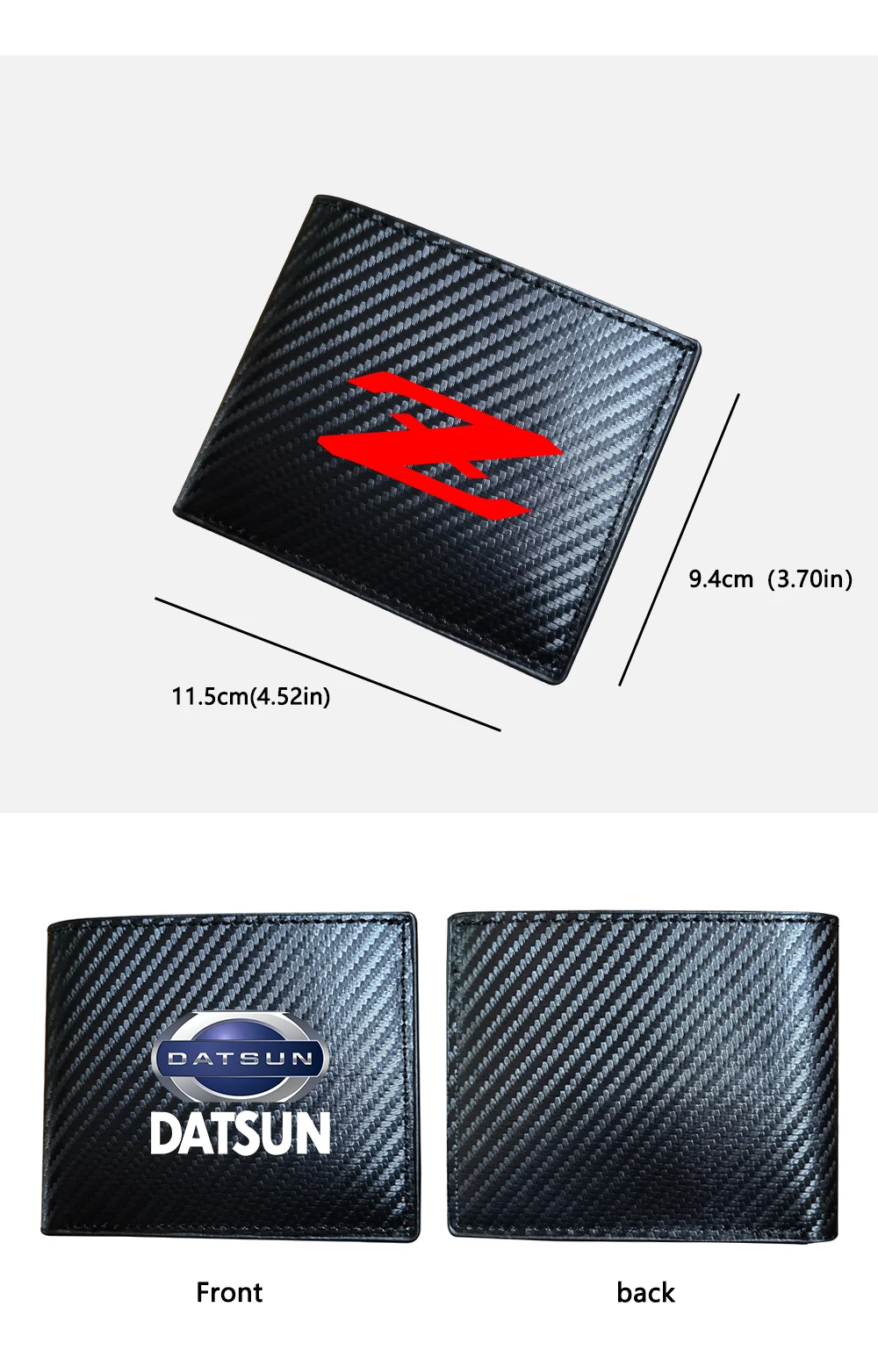 for Nissan datsun cross z 24z 26z 240z 280z mido ondo redigo mi-do on-do redi-go car carbon fiber leather wallet Card package