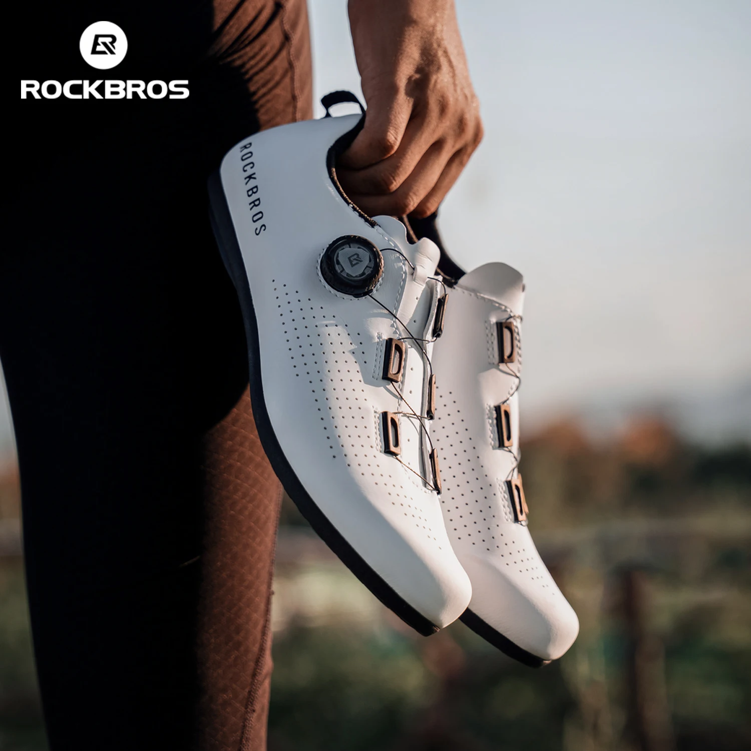 ROCKBROS Non-Assisted Cycling Shoes Light Breathable CR4 Non-Locking Cycling Shoes Tooth Texture Rubber Non-slip Sole Bike Shoes